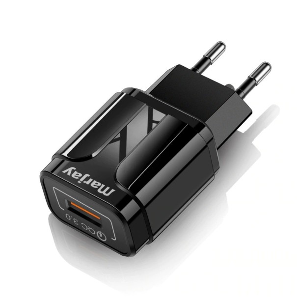Adattatore di ricarica da rete USB Quick Charge nero