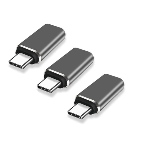 Adattatore USB-C maschio a Lightning femmina 3 pz Riduzione per collegare un cavo Lightning a un dispositivo con porta USB-C Corpo in lega nero