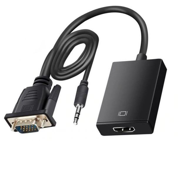 Adattatore VGA a HDMI con cavo audio nero