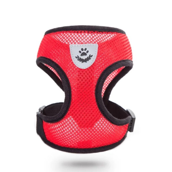 Ademend mesh hondentuig met riem Accessoires voor kleine honden en puppy's Tuig- en riemset Vest met reflecterende elementen 1,5 - 2,5 kg rood
