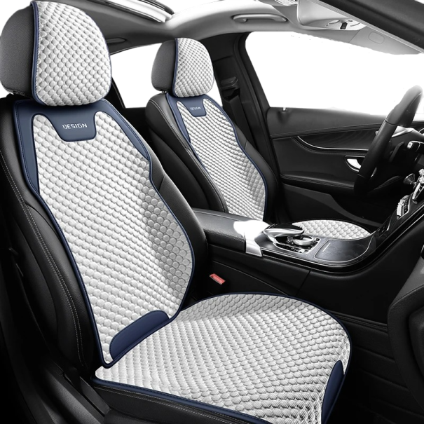 Ademende autostoelhoes voor de voorstoel, blauw, antislip autostoelkussen, universeel