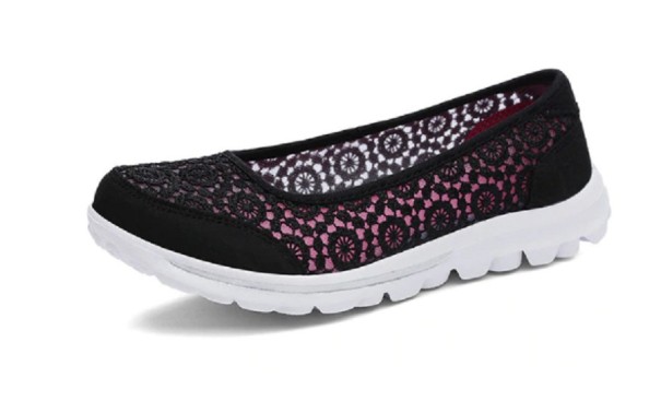 Ademende ballerina&#39;s voor dames met kant J2828 zwart 39