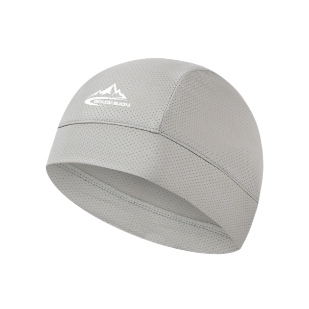 Ademende sportcap onder een helm die zweet afvoert Fiets- en hardloopcap Functionele lichte sneldrogende sportband lichtgrijs