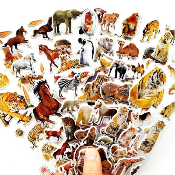 Adesivi 3D con animali per bambini Immagini in rilievo in PVC con motivi realistici Fogli 17 x 7 cm Confezione 10 fogli in selezione casuale 1