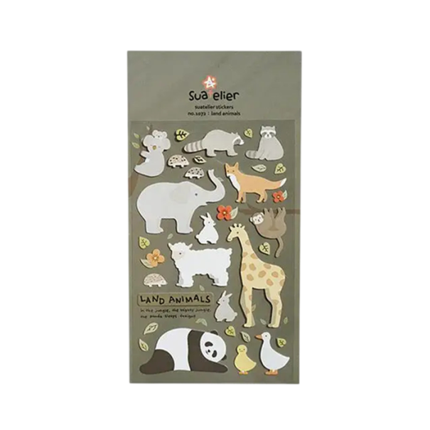 Adesivi animali 9,2x15 cm PVC adesivi decorativi verdi con animali terrestri per diario scrapbook quaderno album 1
