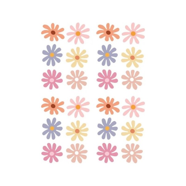 Adesivi da parete 4x 15x20cm PVC Margherite per bambini Decorazione murale floreale per la cameretta Fiori colorati 1
