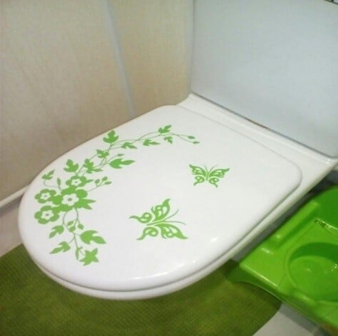 Adesivo in vinile per il bagno con motivo floreale J1017 verde