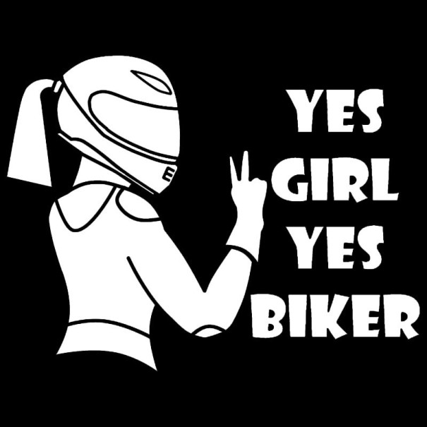 Adesivo per auto yes girl yes biker 2