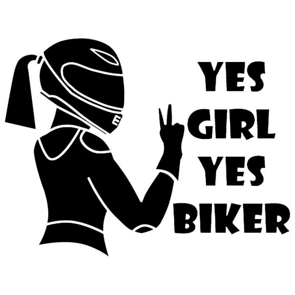 Adesivo per auto yes girl yes biker 3