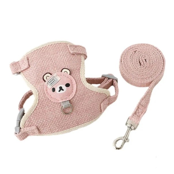 Adjustable Harness for Cats and Small Dogs Size S Leash Loop Safe Fastening Breathable Comfortable Material Colour Variation pink
