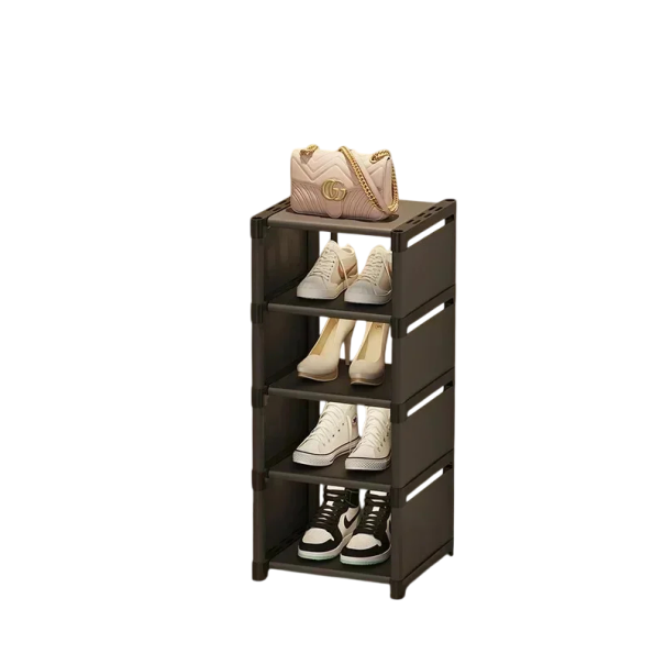 Adjustable Multi-Layer Shoe Organiser Practical Stand with Shelves for Space Saving Modern Design Dimensions 73x27x26 cm black
