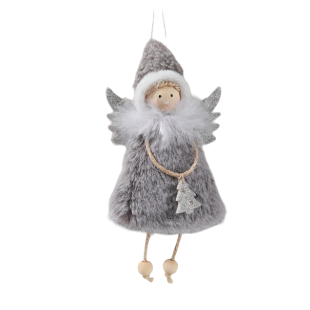 Adorno de ángel navideño para colgar gris