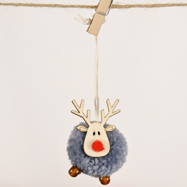 Adorno navideño colgante reno 5 x 5 cm gris