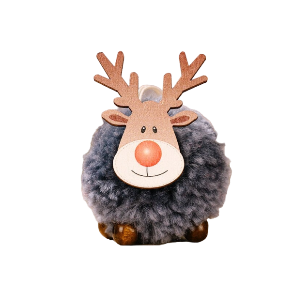Adorno navideño colgante reno 8 x 6 cm gris