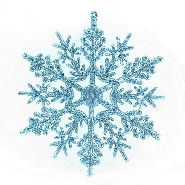 Adorno navideño de copo de nieve, 12 unidades azul claro