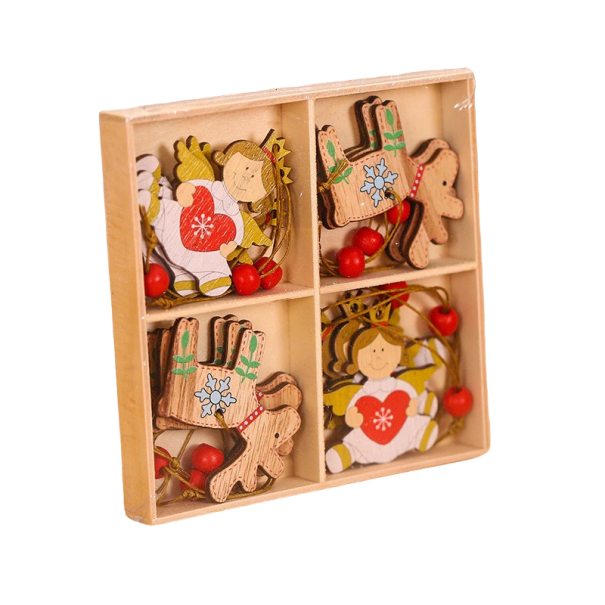 Adorno navideño de madera 12 piezas Z351 1