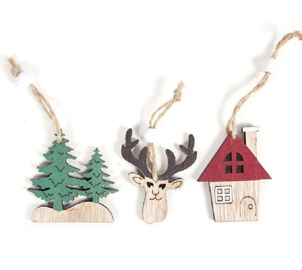 Adorno navideño de madera 3 piezas 2