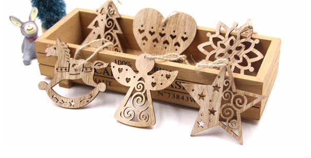 Adorno navideño de madera - 6 piezas mezcla