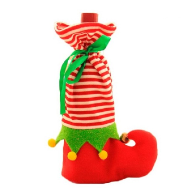 Adorno navideño para botella en forma de zapato J1637 rojo