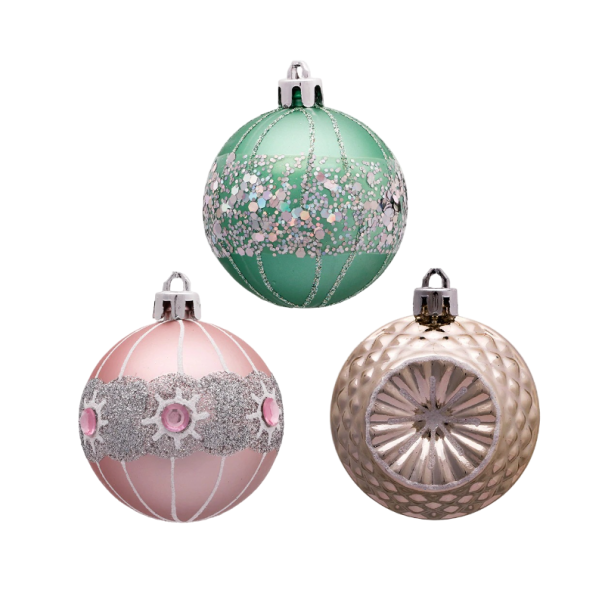 Adornos navideños 6 cm 9 uds. rosa