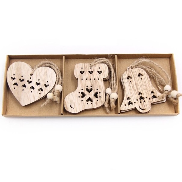 Adornos navideños de madera 12 piezas C591 25