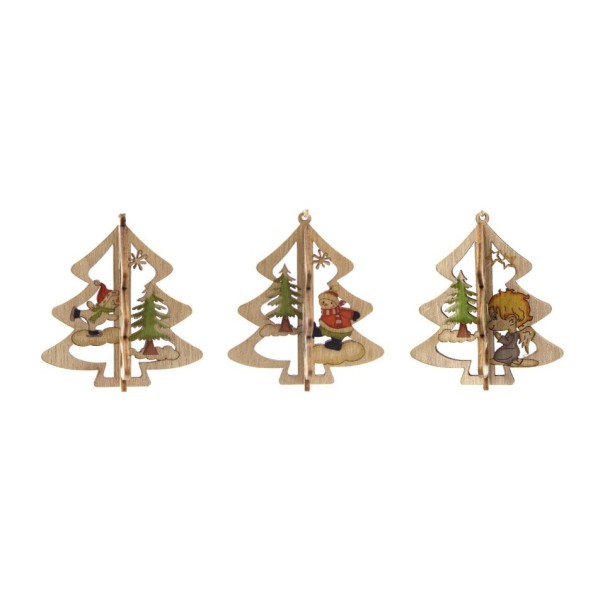 Adornos navideños de madera 3 piezas 15