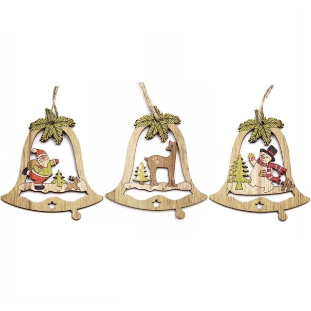 Adornos navideños de madera 3 piezas 5