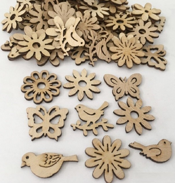 Adornos navideños de madera 50 uds. 3