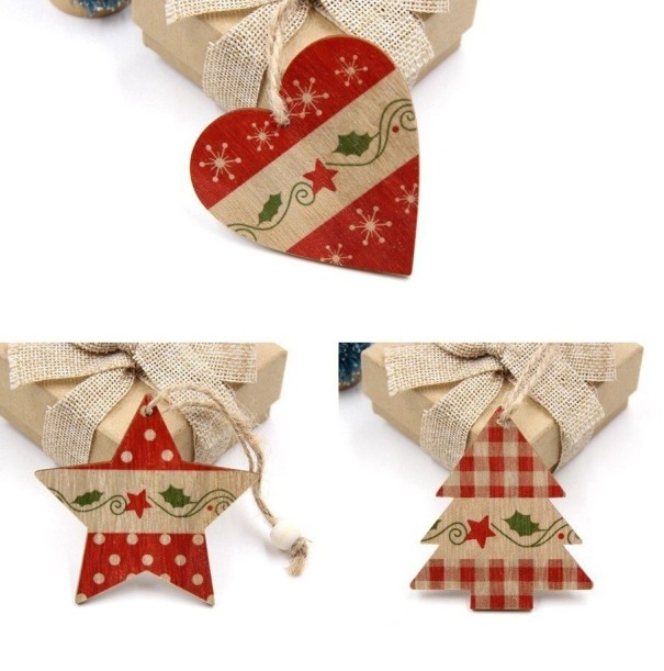 Adornos navideños de madera 9 piezas 23 Adornos navideños de madera 9 piezas 23