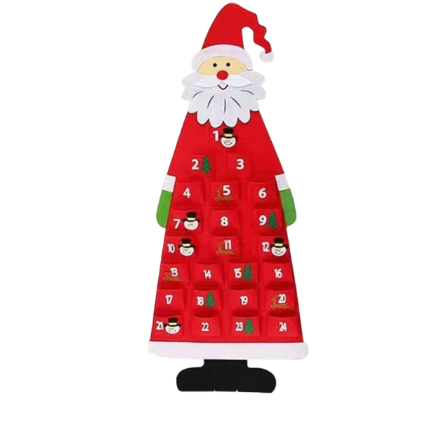 Adventskalender Julemanden 115 x 45 cm rød
