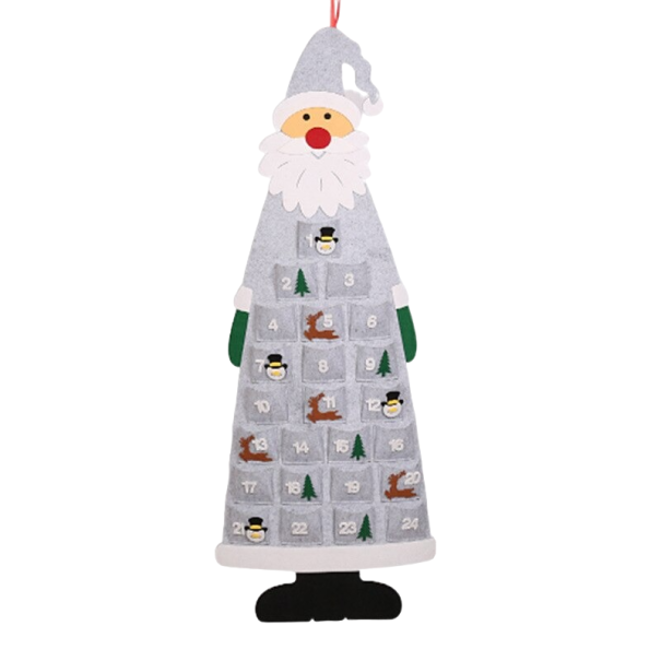 Adventskalender jultomten 115 x 45 cm grå