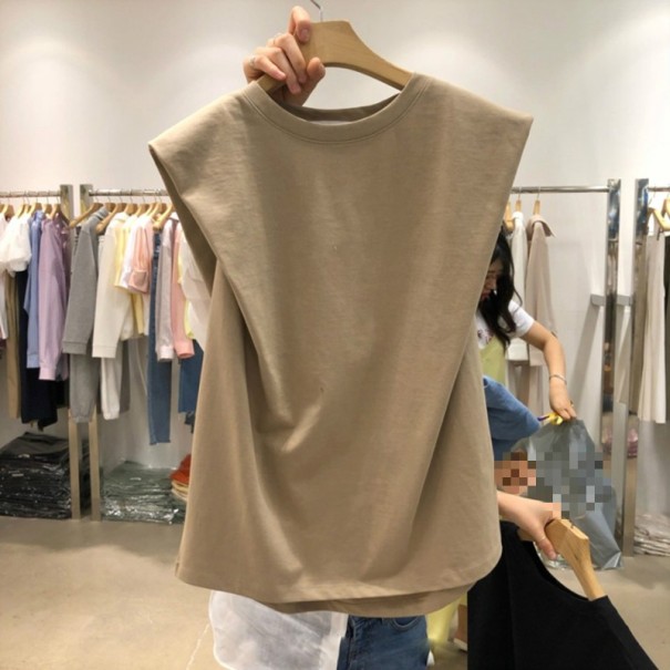 Ærmeløs dametop B137 khaki S