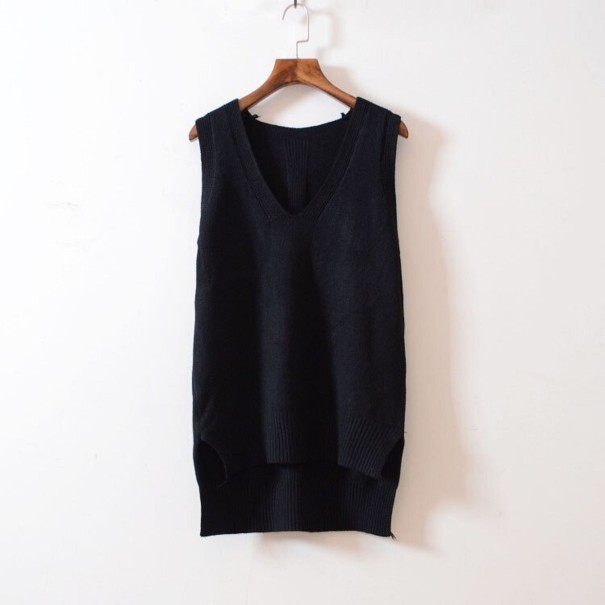 Ærmeløs strikket sweater til kvinder G394 sort