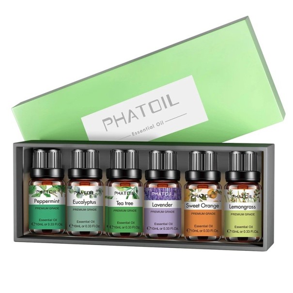 Æterisk oliesæt 6×10 ml ren naturlig aromatisk olie til aromaterapi diffuser massage stearinlysfremstilling afslapning hjemmebrug 1
