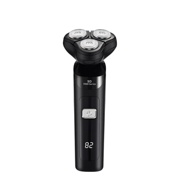 Afeitadora eléctrica 3 en 1 con pantalla Resistente al agua Recortadora de barba, nariz y patillas Carga USB Cabezal flotante Indicador LED negro