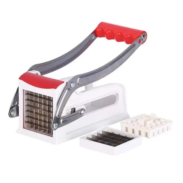 Affettatrice multifunzionale in acciaio inox per frutta e verdura a strisce 18 x 8,5 x 9,5 cm con 2 dimensioni della griglia per un taglio rosso
