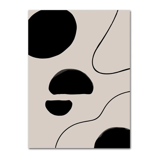 Affiche décorative murale avec des formes abstraites et une ligne 40 × 60 cm impression sur toile noir-beige décoration moderne sans cadre 1