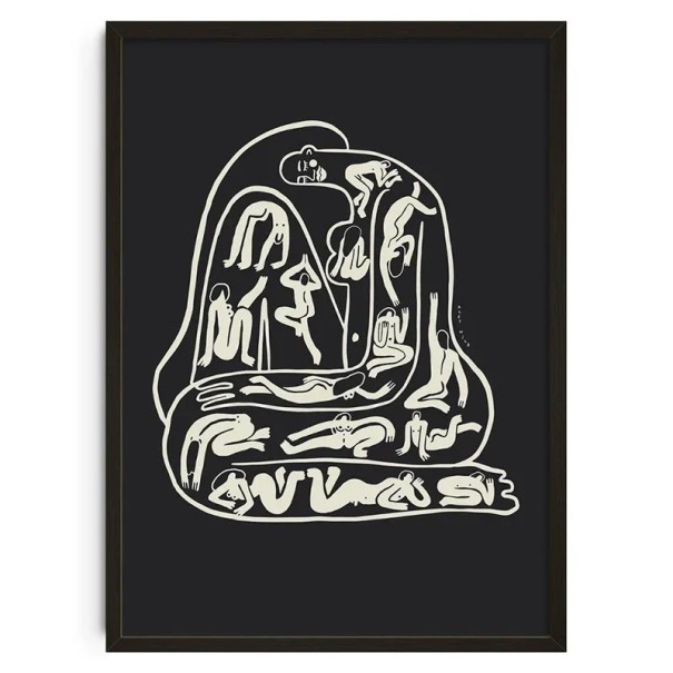 Affiche murale silhouette abstraite de personnage 20 x 30 cm impression sur toile noir et blanc affiche douce décoration d'intérieur sans cadre 1