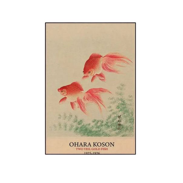 Affiche Poisson Voile d’or 40x60 cm Art Japonais Impression Vintage Sans Cadre Photo Murale Chambre Café Décoration Aquarium 1