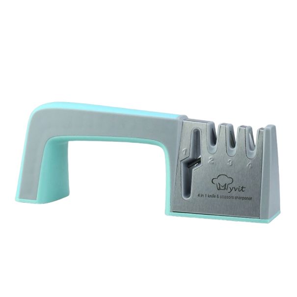 Affilatore manuale per coltelli e forbici azzurro