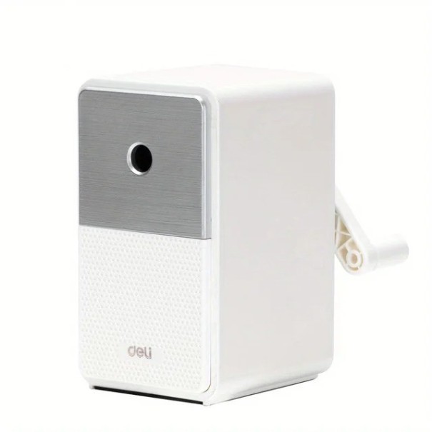 Afiador de Lápis Elegante Afiador Manual com Manivela Afiador de Lápis Ajustável Afiador de Mesa com 5 Níveis Ajustáveis 10,4 x 6,1 x 10,9 cm branco