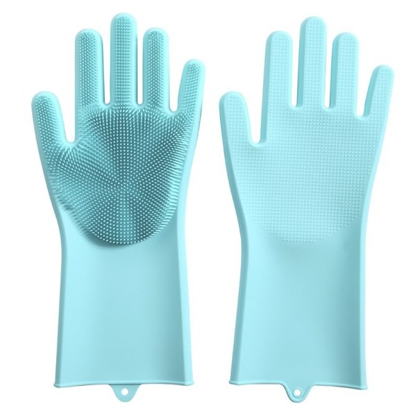 Afwashandschoenen met borstel turquoise