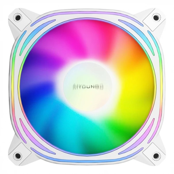 Aigo Z12 120mm reversibel fläkt för PC-chassi RGB kylare Hydro-lager 700–1500 varv/min 26 dBA 50 CFM 4PIN PWM 3PIN 5V ARGB vit