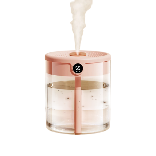 Air Humidifier with a Capacity of 2 L and USB C Display DC5V 1A 500 mA Ultrasonic Quiet Operation for Home and Office pink