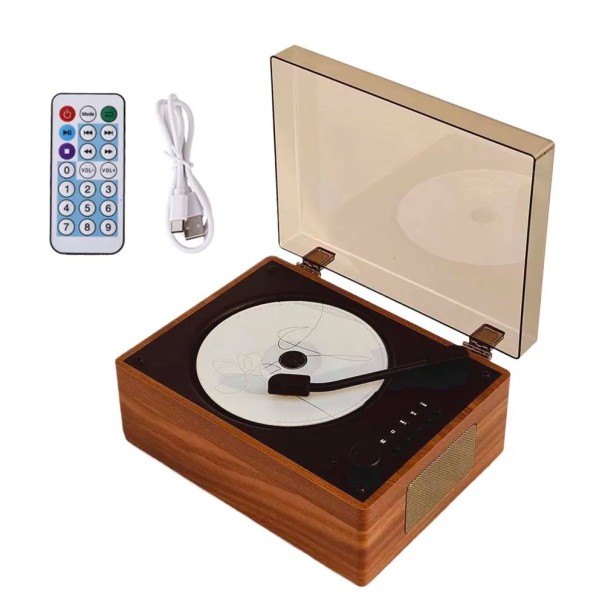 Akku Retro CD-Player 19,5 x 14,5 x 9 cm Stereo 2x5 W Bluetooth 5.0 USB USB-C AUX 3,5 mm Fernbedienung hellbraun