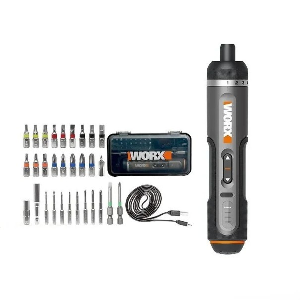 Akkuschrauber mit Zubehör USB-Aufladung Bit-Set im Koffer 3 Geschwindigkeitsstufen Magnetischer Bithalter 1