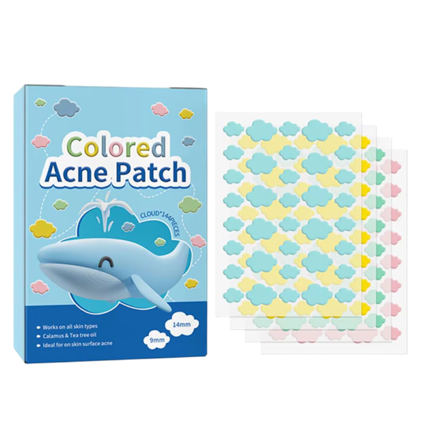Akne-Pflaster Set 144 Stück (36 Stück x 4) Bunte Wolken 8–12 Stunden Teebaumöl Grüne Algen Abdeckung von Pickeln Hautpflege 1