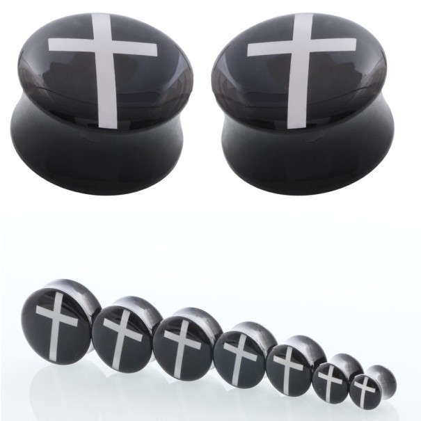 Akrylátový plug s krížikom