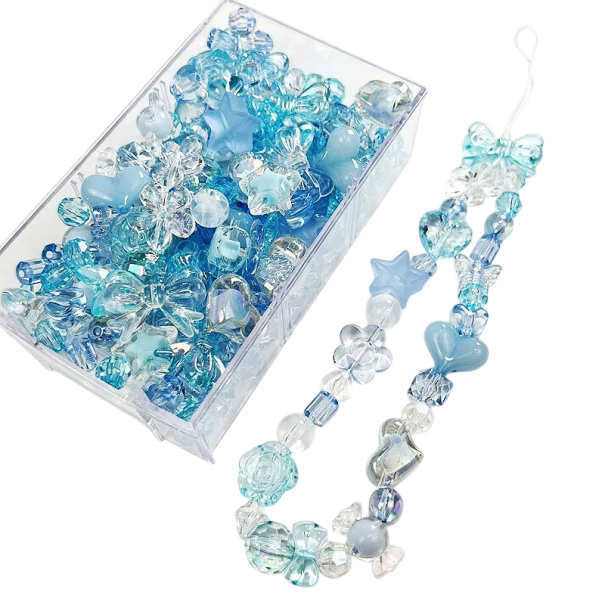 Akrylové korálky 30 g Barevné plastové korálky pro výrobu šperků Náramky Náhrdelníky Kreativní tvoření DIY Dekorace modrá