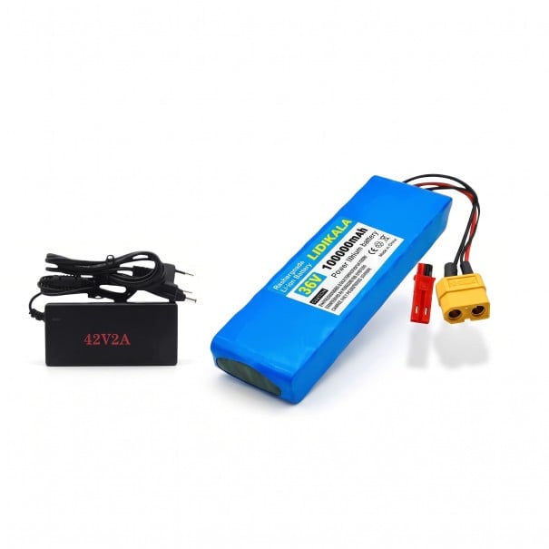 Akumulator litowo-jonowy do hulajnogi elektrycznej LIDIKALA 36 V 10S2P z ładowarką 42 V 2 A Złącza XT60 i JST 186 x 66 x 38 mm Niebieski 1